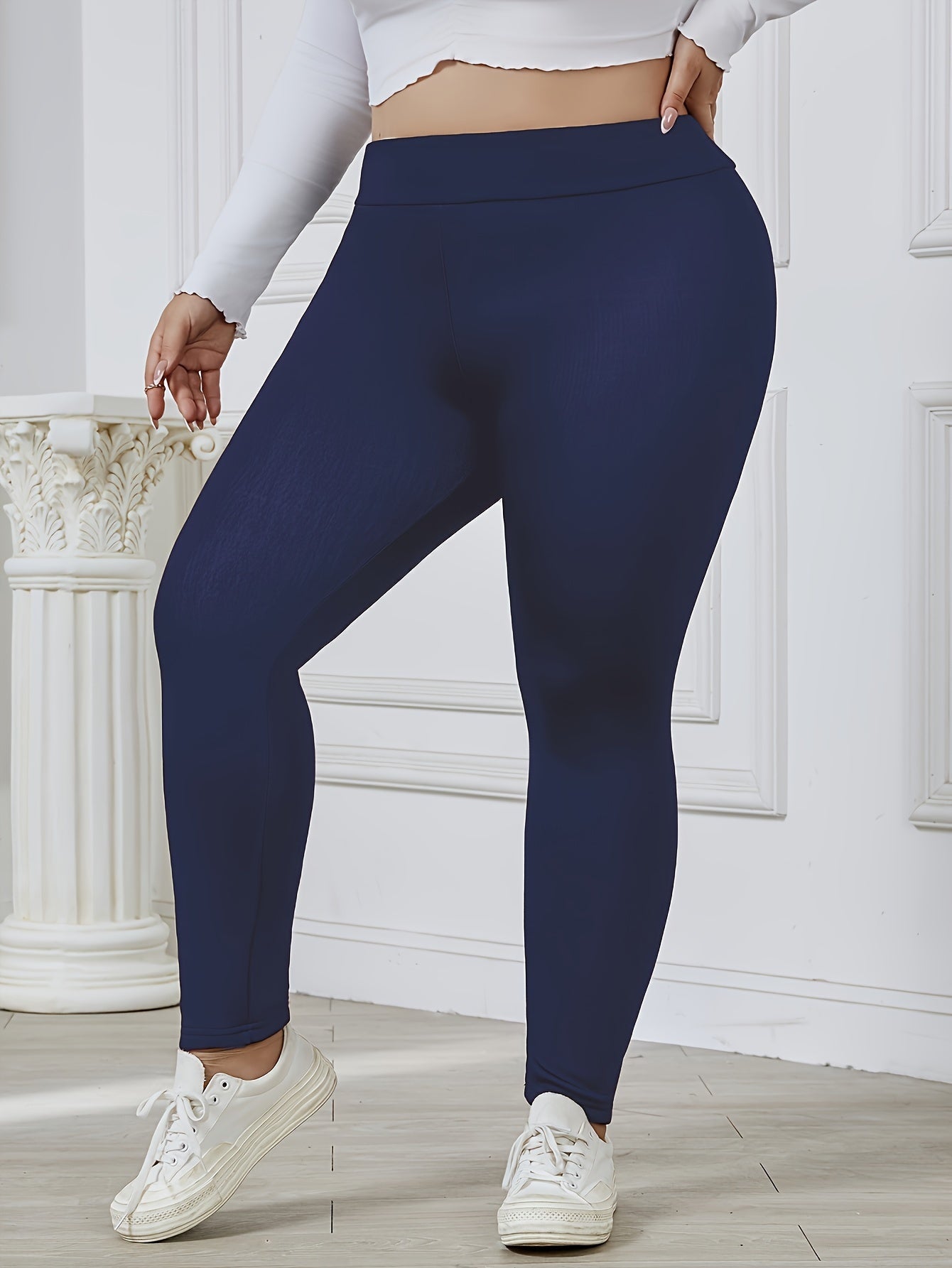 Leggings ultra suaves con forro de felpa para mujer de talla grande: cálidos, gruesos, de cintura alta, deportivos, con cinturilla elástica, cómodos, para uso en exteriores en invierno, de corte ajustado, ideales para actividades en climas fríos