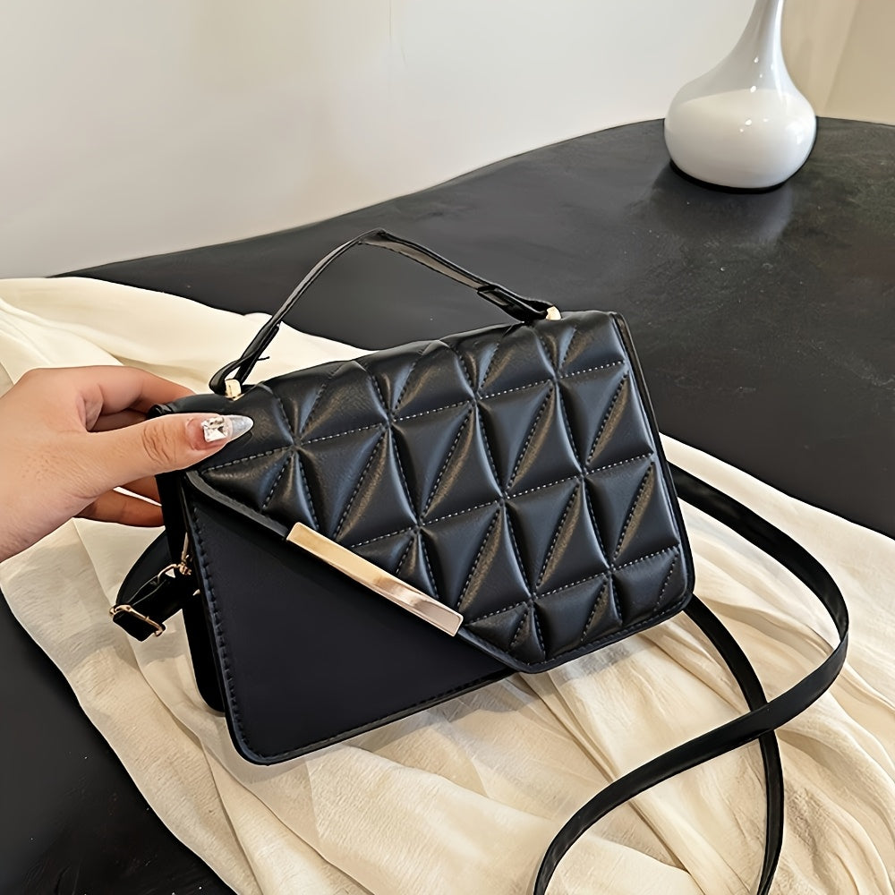 1pc Fashion Quilted Crossbody Bag for Women - Adjustable Strap, Trendy Faux Leather Shoulder Purse