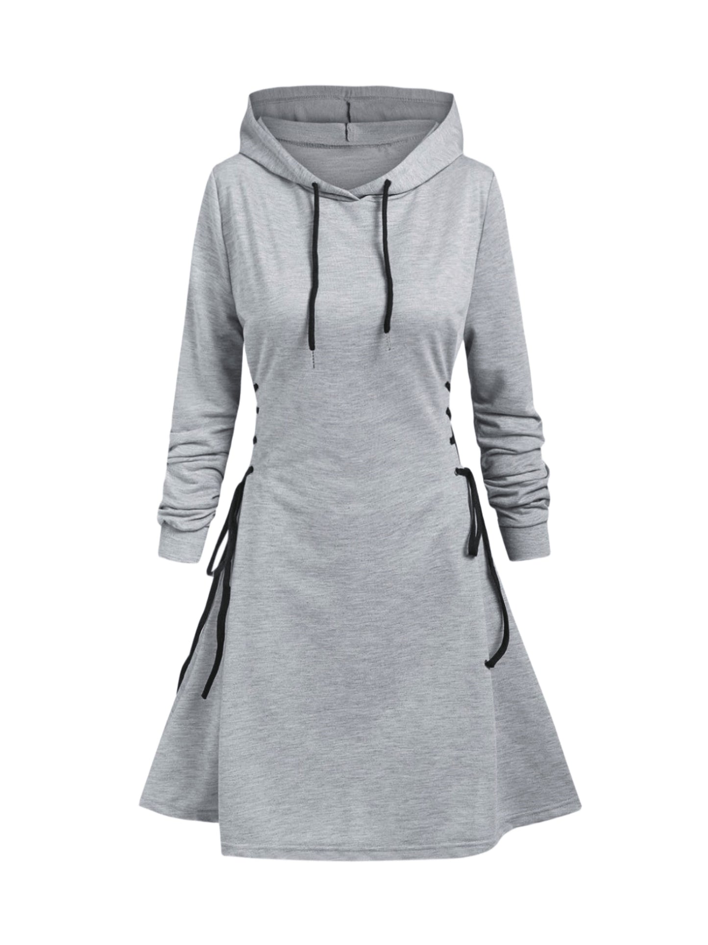 Vestido estilo sudadera con capucha gótica de talla grande, con cordones laterales, elegante y cómodo, lavable a máquina