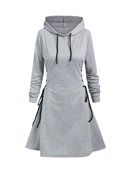 Vestido estilo sudadera con capucha gótica de talla grande, con cordones laterales, elegante y cómodo, lavable a máquina