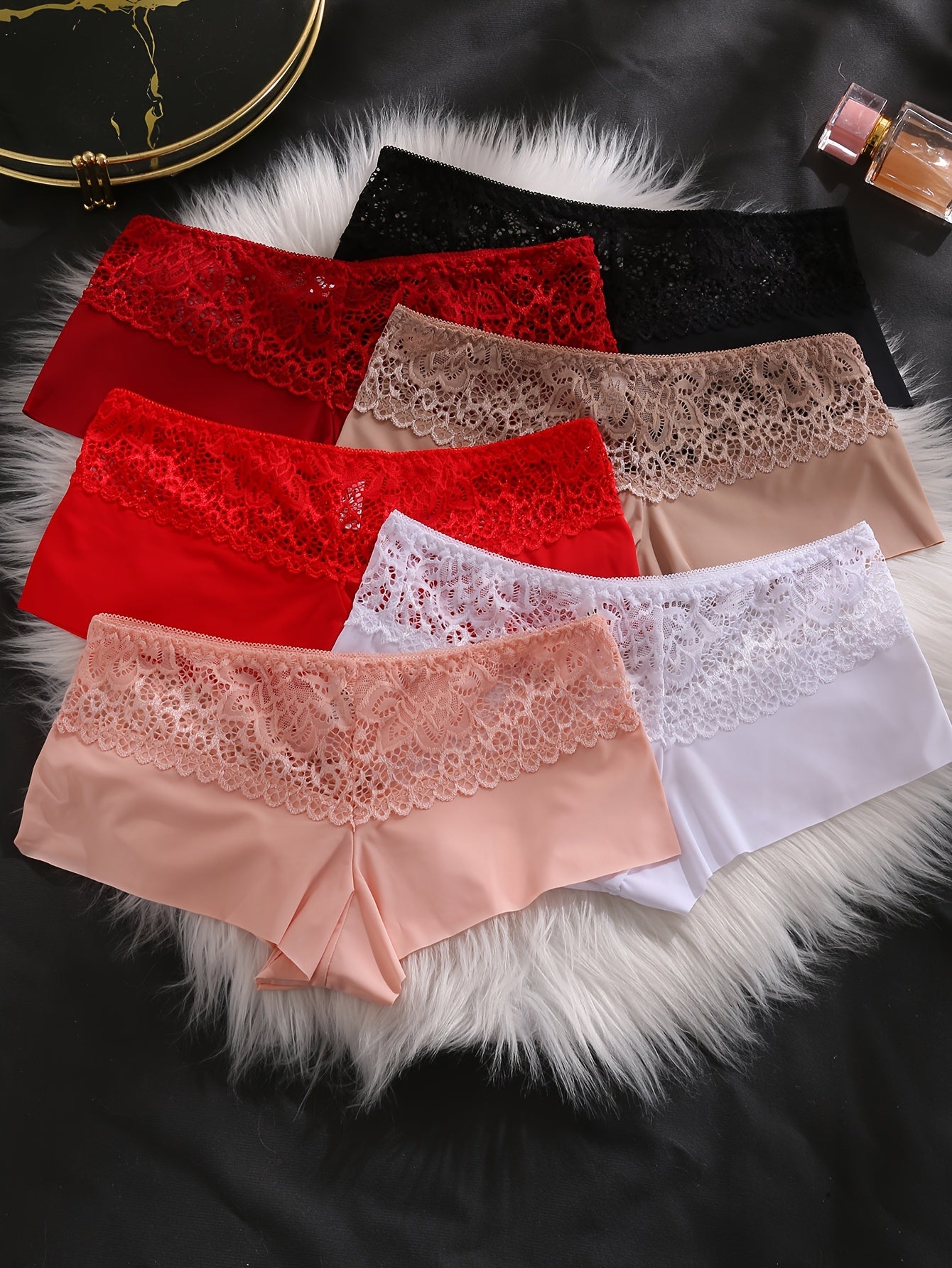 Ultra-Soft Lace-Stitched Boyshorts - Seamless Fit 6-Pack - LuxyXO