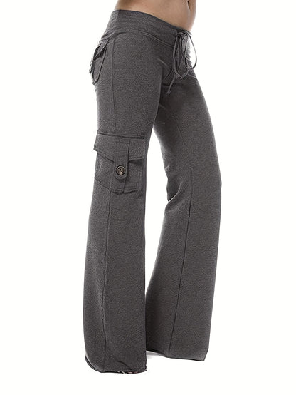 Pantalones cargo para mujer, para senderismo, con cintura elástica, para exteriores, de secado rápido, para entrenamiento deportivo, pantalones de chándal, pantalones acampanados