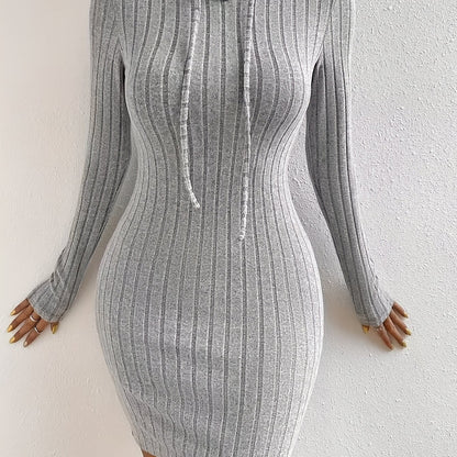 Elegant Hooded Sweat Dress for Women - Spandex Blend