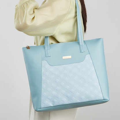 Chic Argyle Embossed Quilted Tote Bag