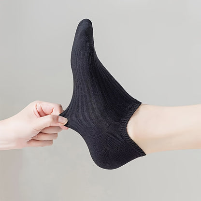 5/10 Pairs Solid Low Cut Socks, Simple & Breathable Unisex Invisible Socks, Women's Stockings & Hosiery