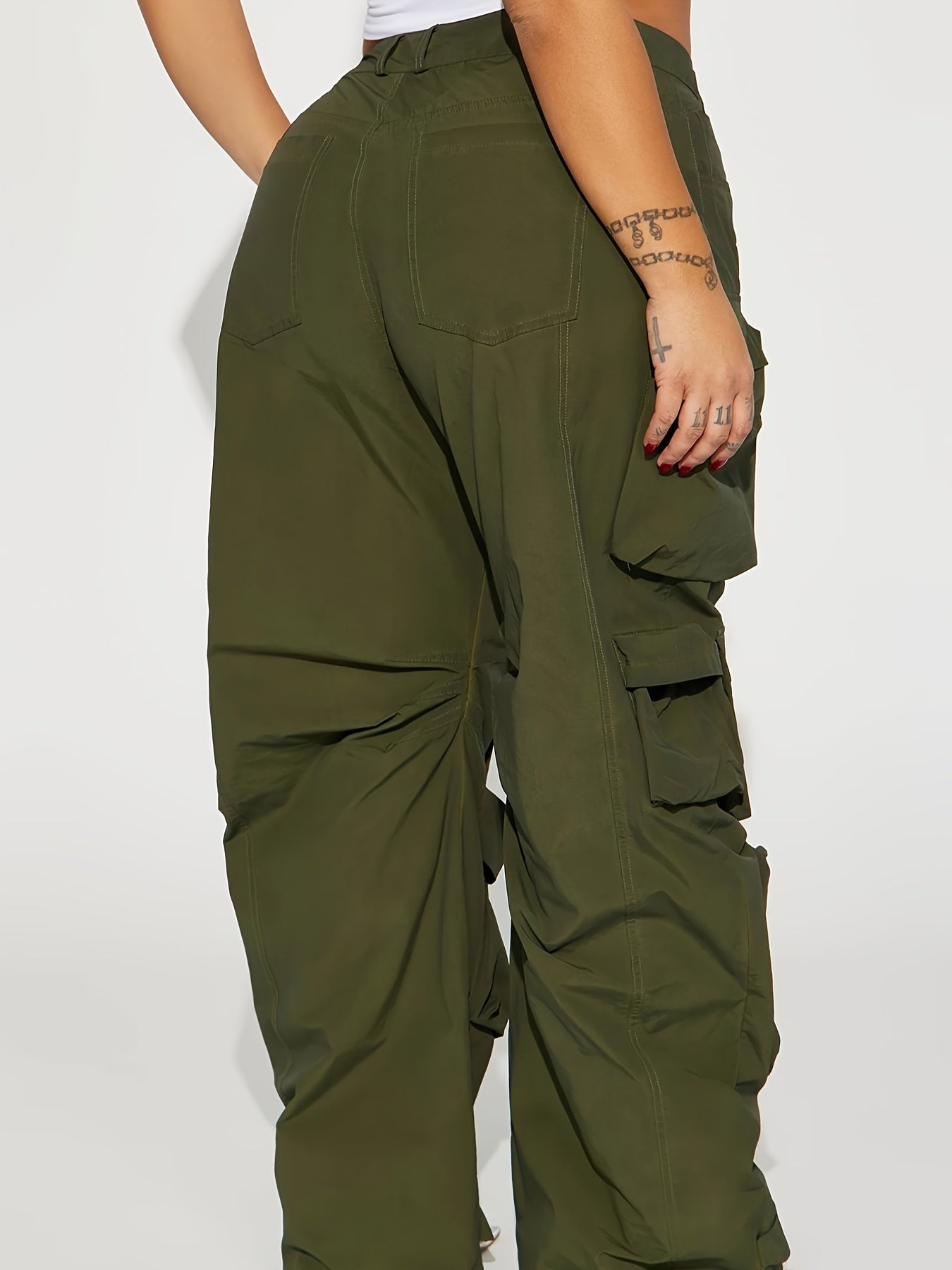 Pantalones cargo elegantes de talla grande con bolsillos con solapa