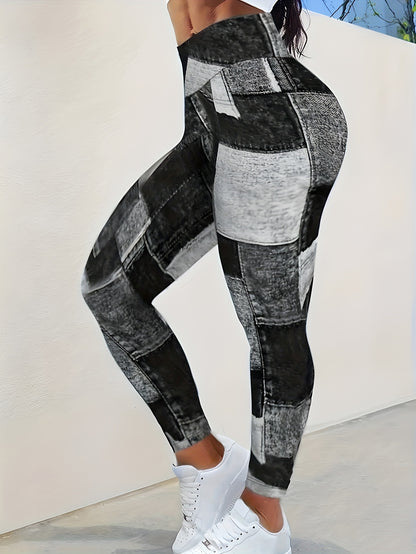 Pantalones de yoga con estampado de cuadros, mallas elásticas para correr, hacer ejercicio, deportes y fitness, ropa deportiva para mujer