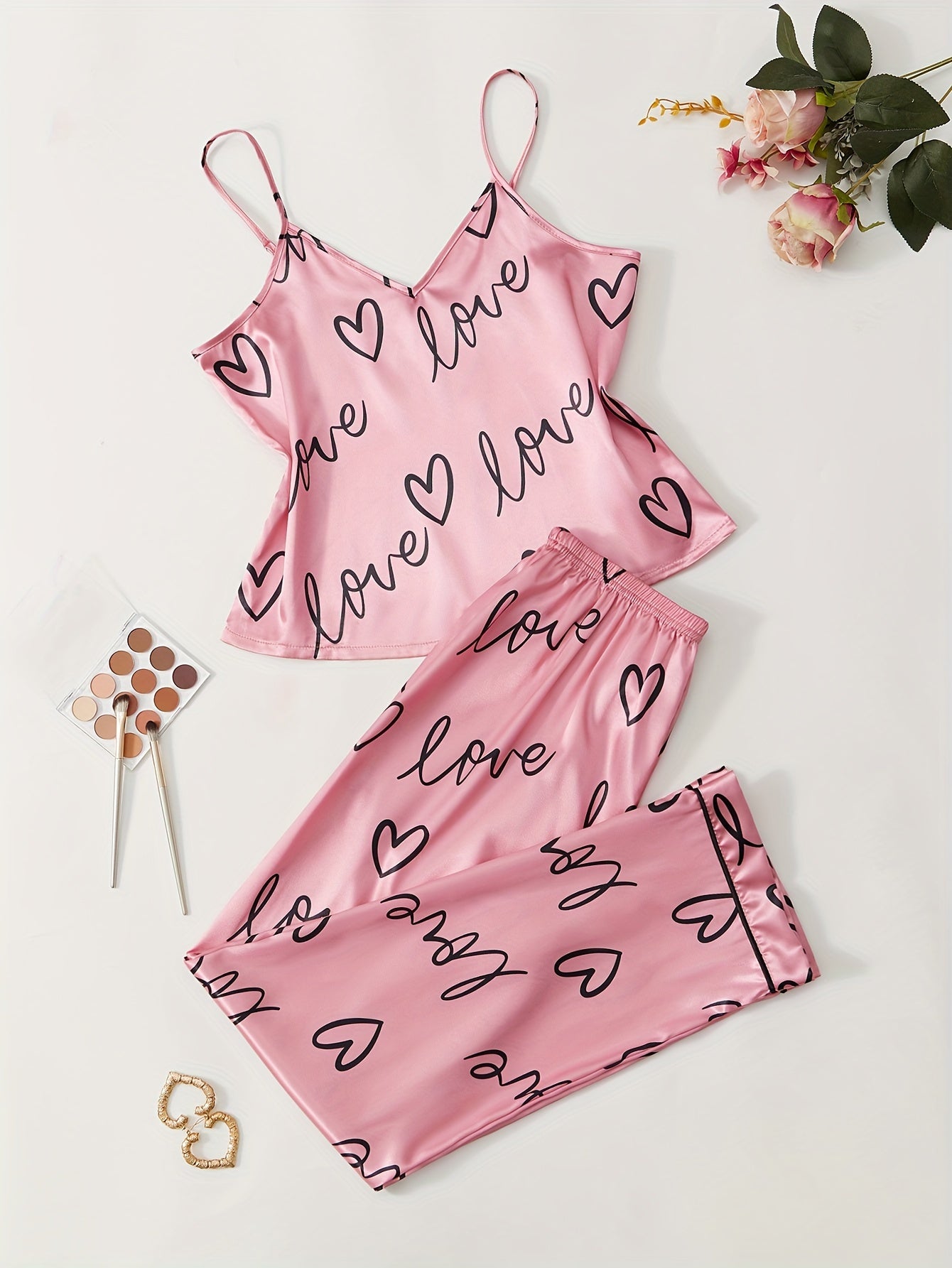 Cozy Letter Print Pajama Set - LuxyXO