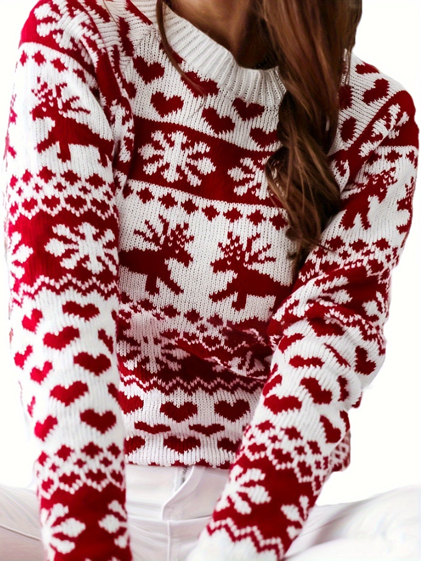 Cozy Festive Crew Neck Sweater - Pullovers - Soft, Casual, Long Sleeve, Winter Essential for Women - Fall & Winter Clothing, Holiday Gift Idea