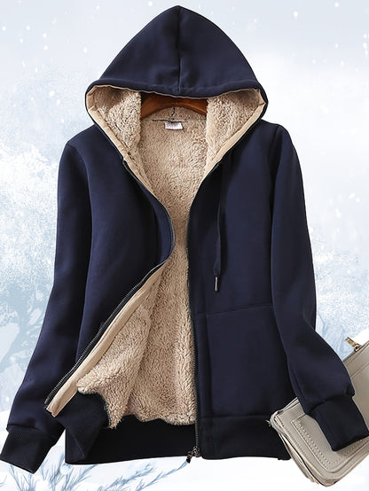 Winter Warm Jackets Thick Sherpa Lined Zip Up Hoodies Heavyweight Sweatshirt Coat