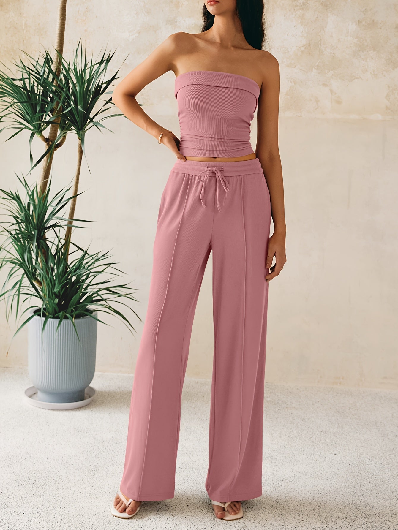 Women's Summer Two Piece Set Wide Leg Pants