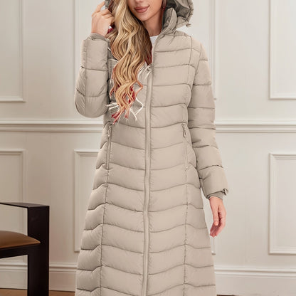 Women's Long Hooded Coat - Multi-Color, Quilted, Warm And Stylish, Available In Multiple Sizes