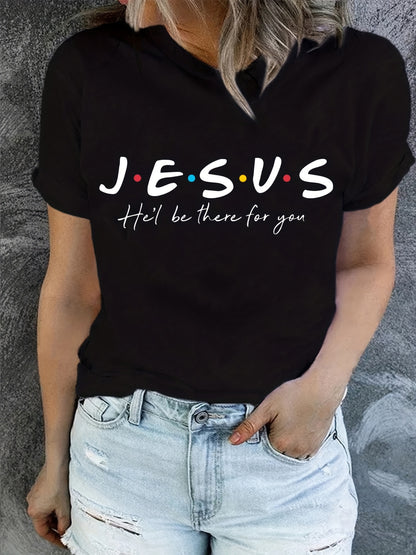 Stylish Jesus Graphic Print T-Shirt - Soft, Breathable, Short Sleeve, Casual Summer Top for Women - Relaxed Fit, Comfortable Clothing for Daily Wear - LuxyXO