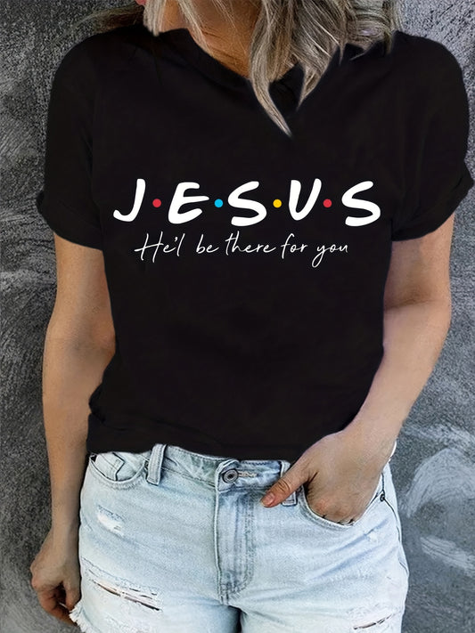 Stylish Jesus Graphic Print T-Shirt - Soft, Breathable, Short Sleeve, Casual Summer Top for Women - Relaxed Fit, Comfortable Clothing for Daily Wear - LuxyXO