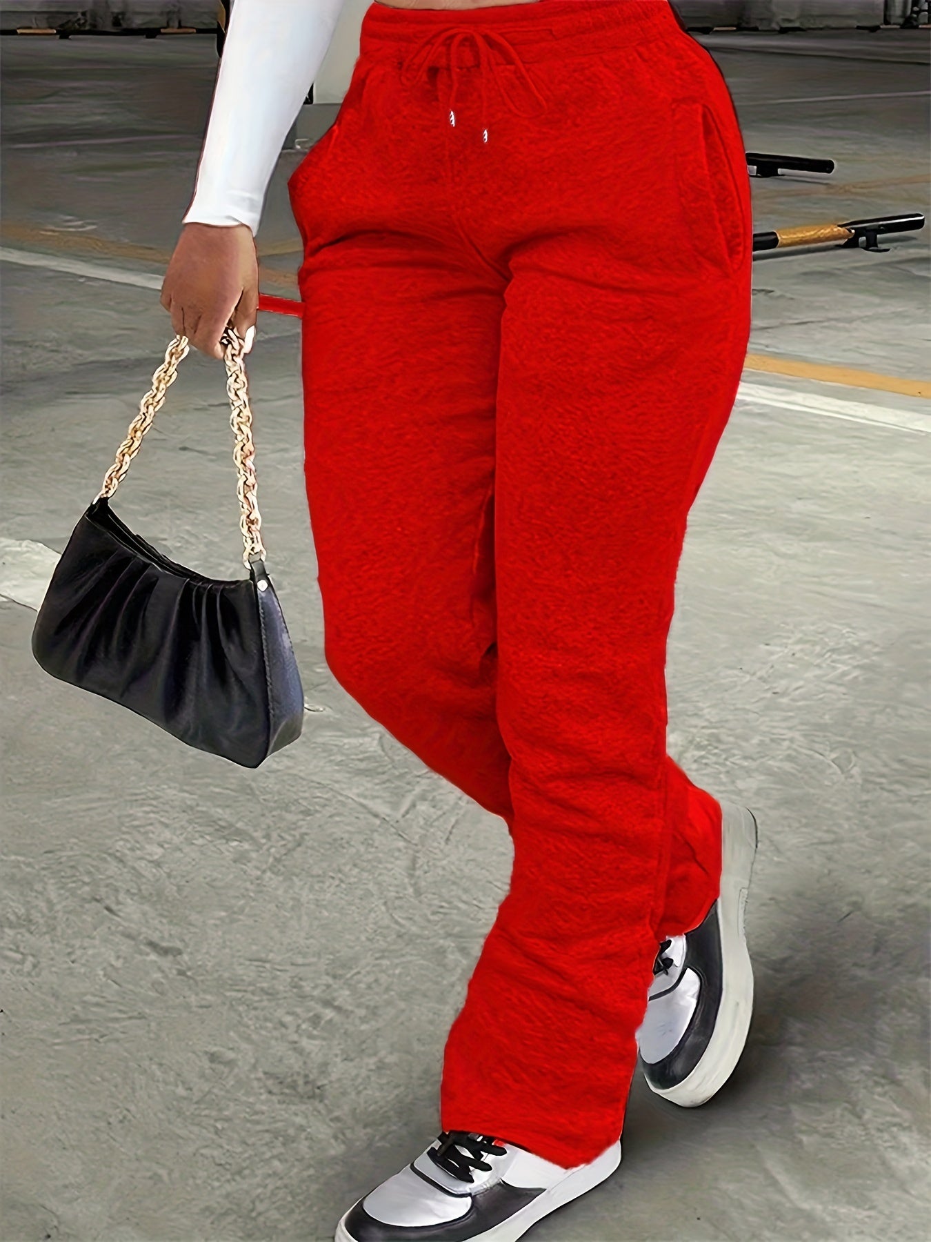 Cozy Drawstring Loose Fit Sweat Pants - LuxyXO