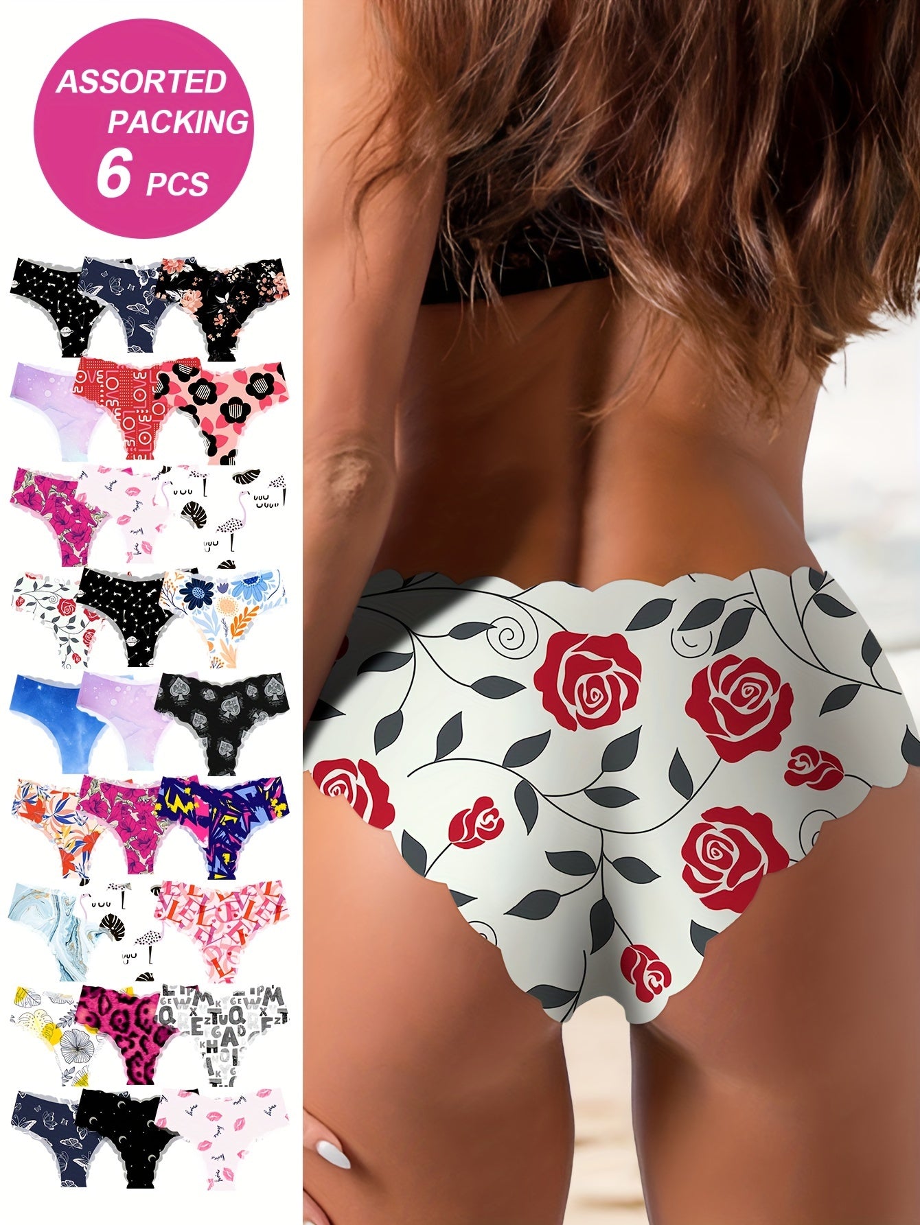 Floral Print Briefs - Ultra-Comfy & Stylish 6-Pack - LuxyXO