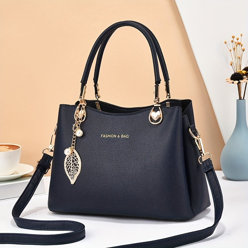 Elegant White Faux Leather Handbag for Women - Chic Fashion Shoulder Bag