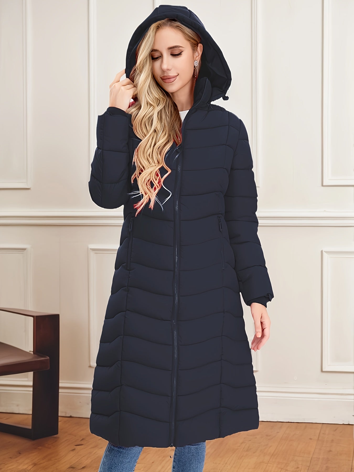 Women's Long Hooded Coat - Multi-Color, Quilted, Warm And Stylish, Available In Multiple Sizes