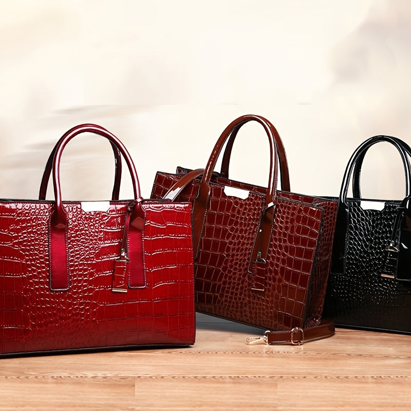 Trendy Crocodile Pattern Handbag for Women