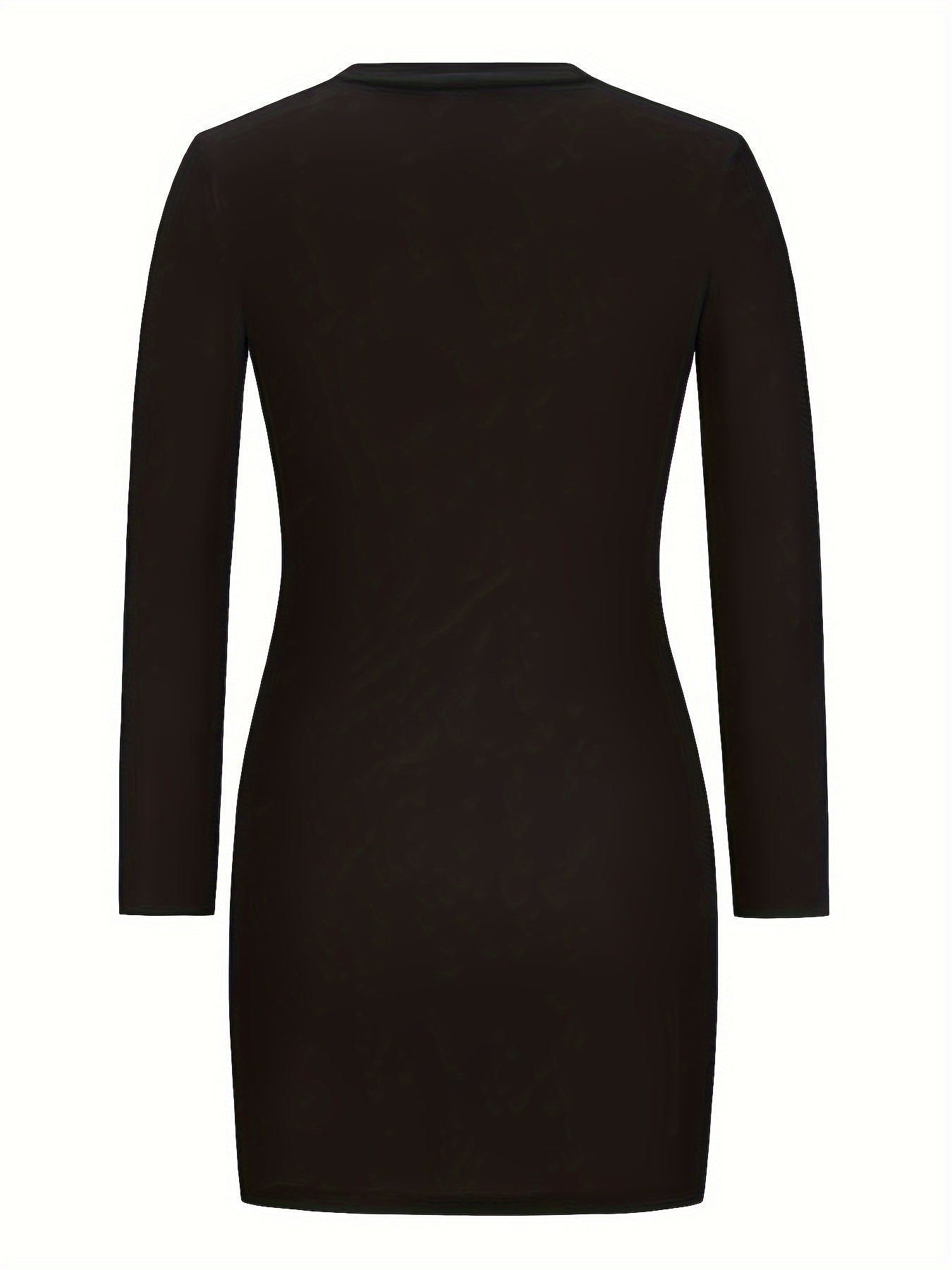 Solid Bodycon Mini Dress, Elegant V Neck Long Sleeve Dress, Women's Clothing