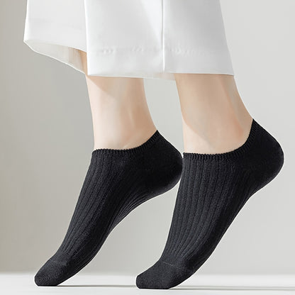 5/10 Pairs Solid Low Cut Socks, Simple & Breathable Unisex Invisible Socks, Women's Stockings & Hosiery