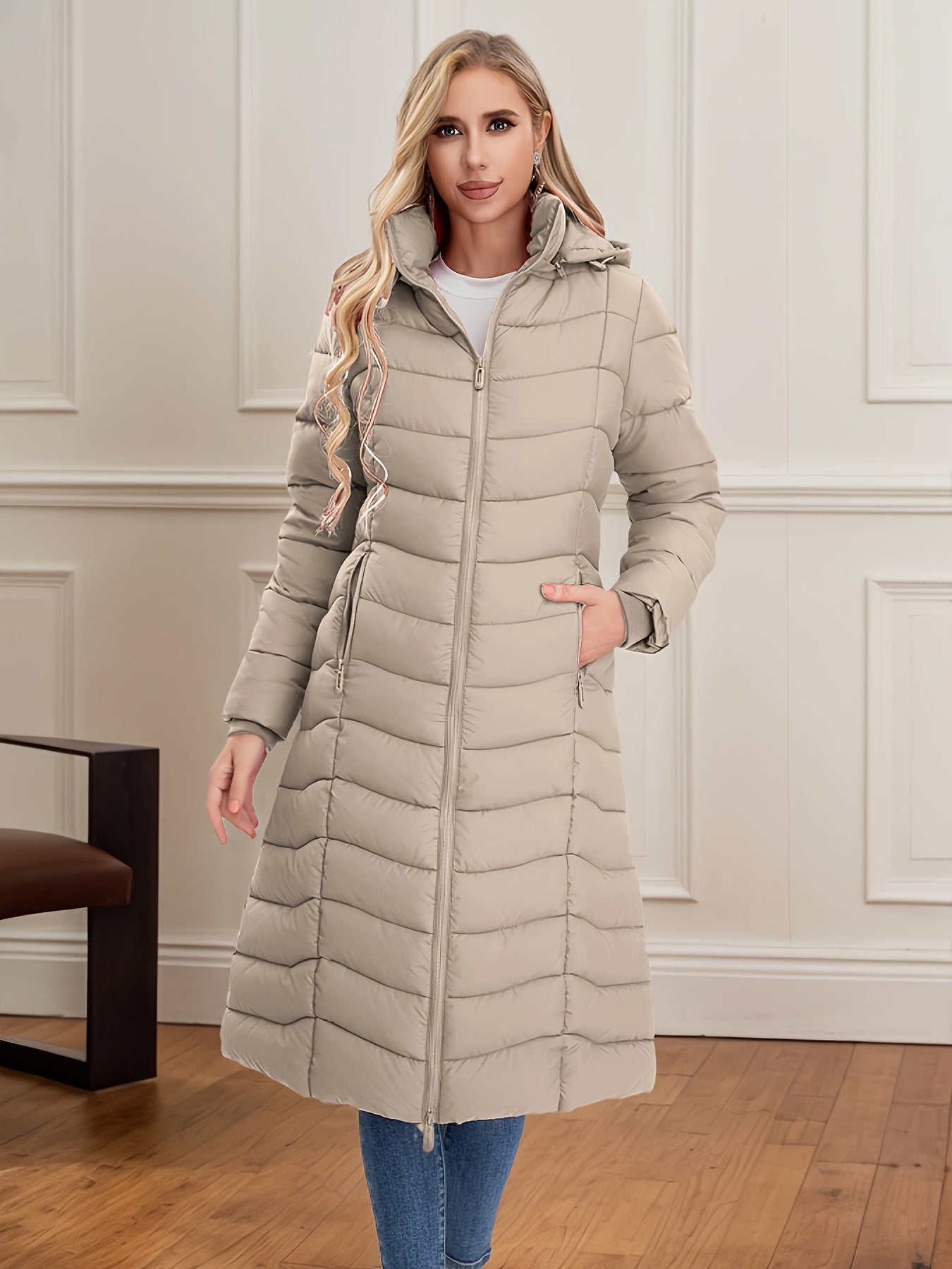 Women's Long Hooded Coat - Multi-Color, Quilted, Warm And Stylish, Available In Multiple Sizes