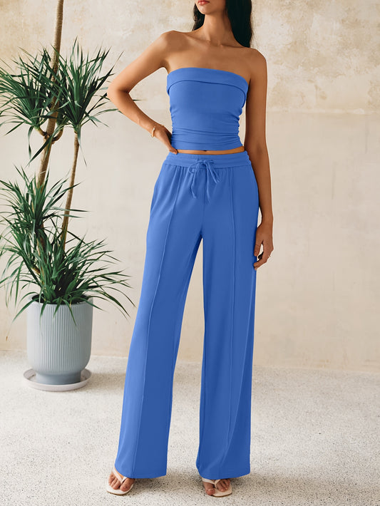 Women's Summer Two Piece Set Wide Leg Pants