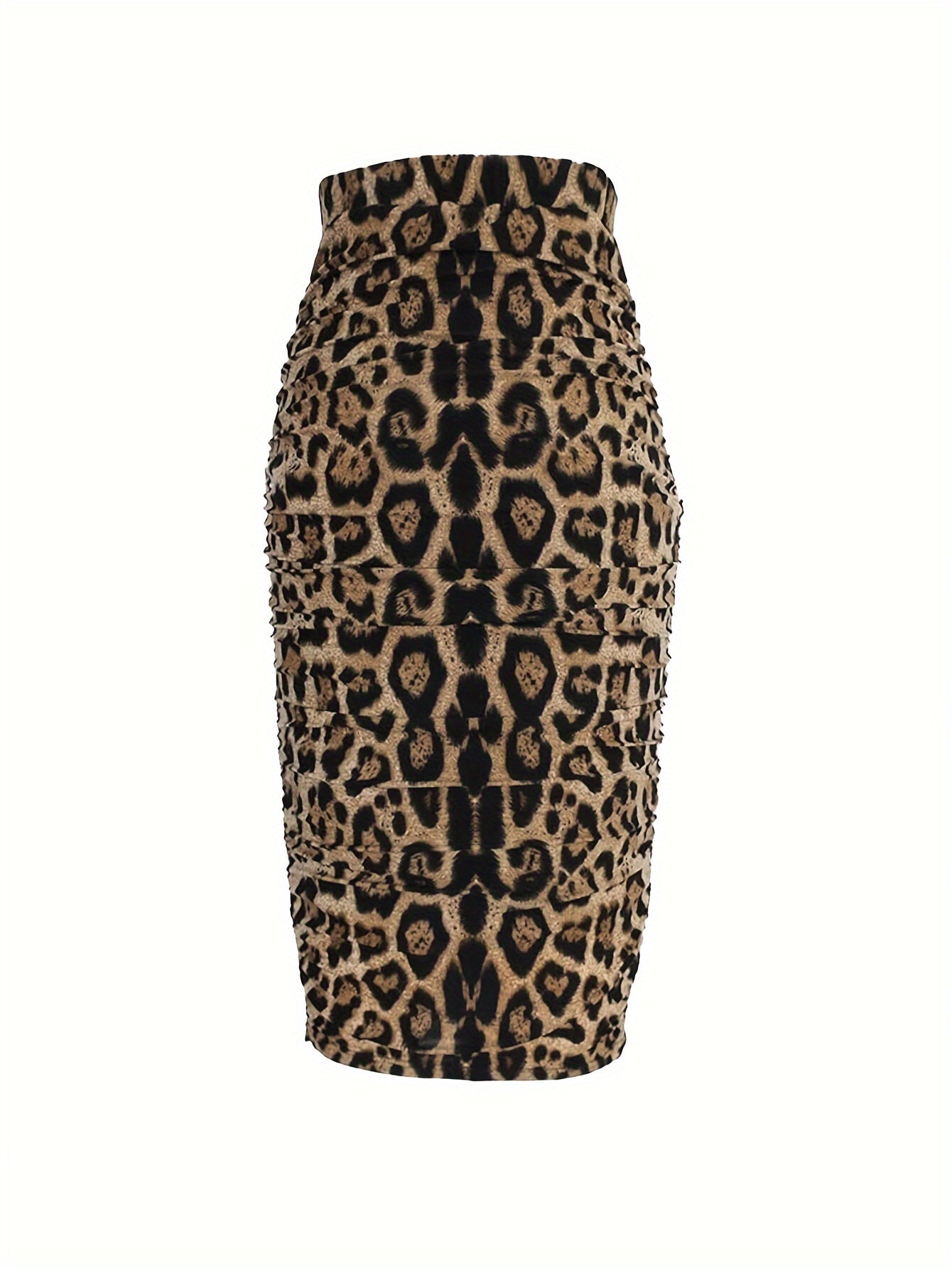 Sexy Polyester Blend Bodycon Midi Dress With Spandex, Leopard Print, All-Season, Machine Washable, Random Print