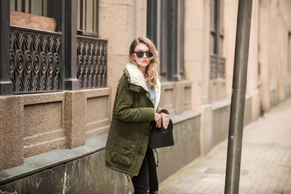 Abrigo cálido con forro de piel sintética, térmico, manga larga, cordón en la cintura, bolsillos, cierre de cremallera, informal, básico para otoño e invierno para mujer