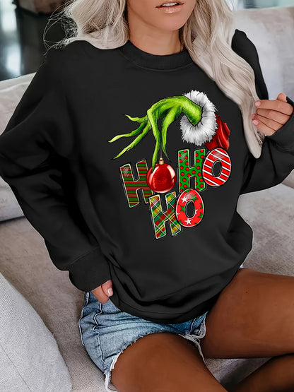 Cozy Women's Crew Neck Letter Print Sweatshirt for Fall & Spring, Casual Fashion Clothing