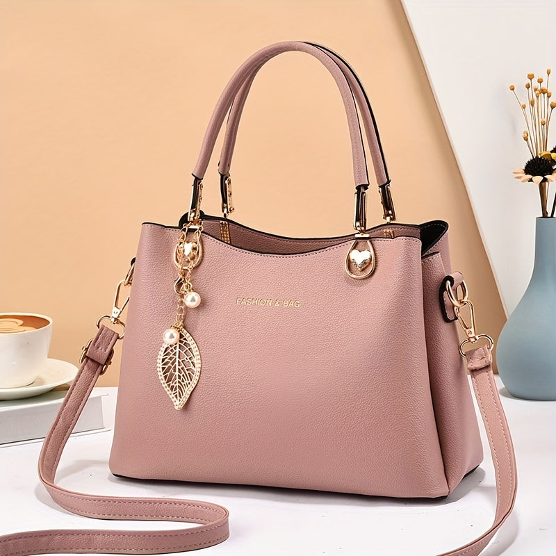 Elegant White Faux Leather Handbag for Women - Chic Fashion Shoulder Bag