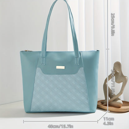 Chic Argyle Embossed Quilted Tote Bag