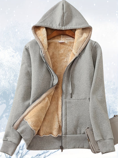 Winter Warm Jackets Thick Sherpa Lined Zip Up Hoodies Heavyweight Sweatshirt Coat