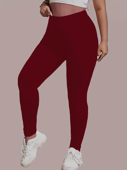 Leggings ajustados elásticos de talla grande: suaves, transpirables, cómodos, para uso diario: ropa informal para mujeres con curvas