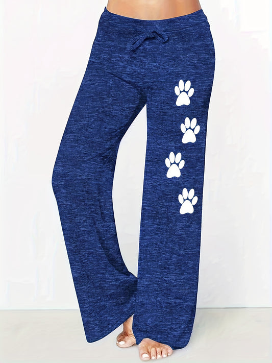 Dog Paw Print Wide Leg Loose Pants