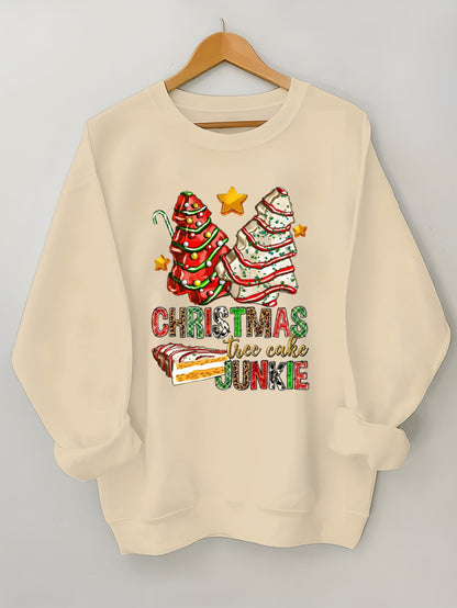 Cozy Christmas Letter Print Sweatshirt - Women's Casual Crew Neck Pullover, Soft Polyester Blend, Machine Washable - Perfect for Fall & Winter