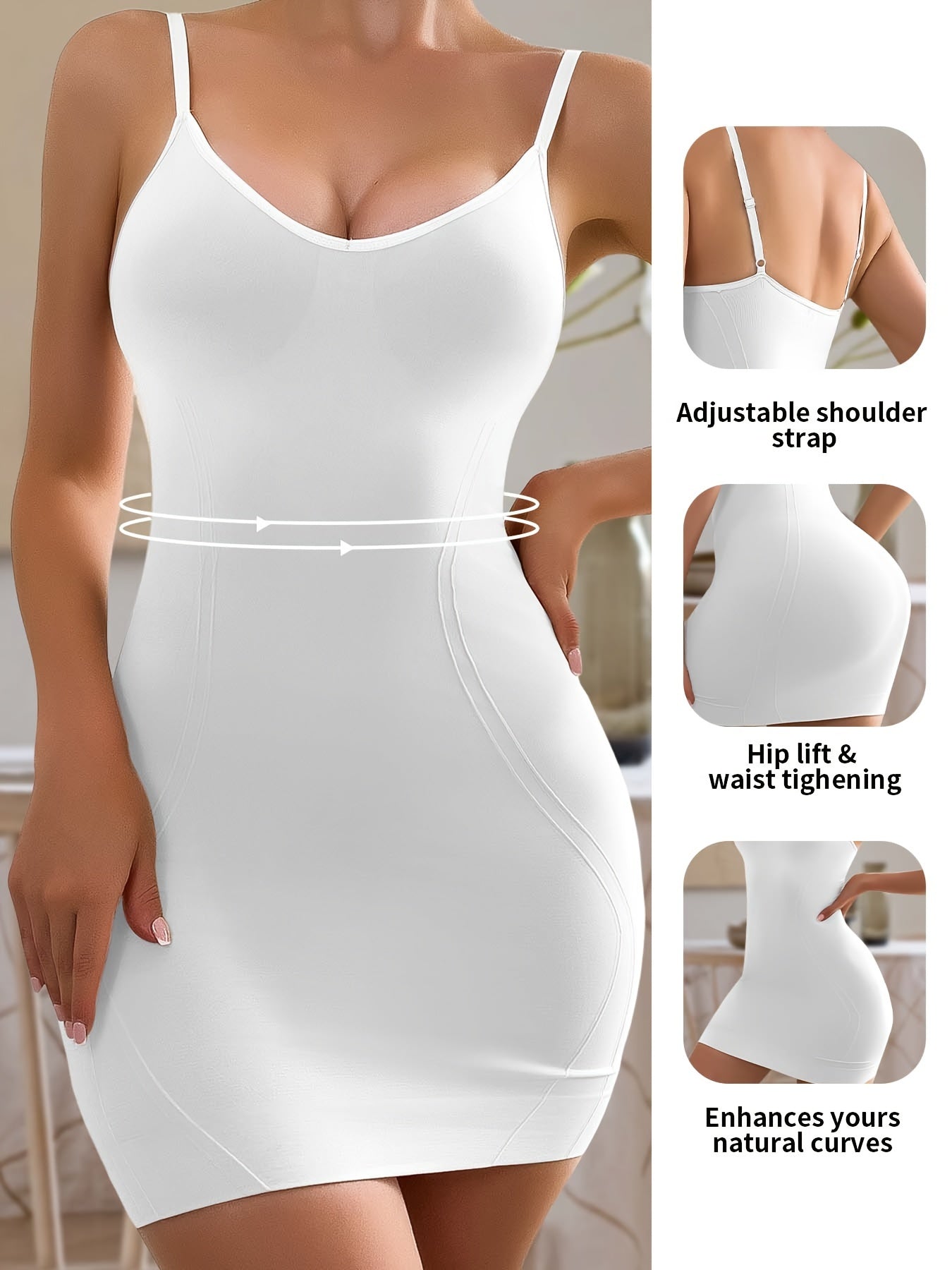 Vestido camisero moldeador elegante sin costuras con almohadillas extraíbles: control de abdomen, moldeador adelgazante y soporte de realce