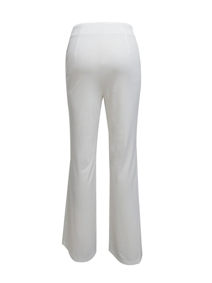 Elegant Loose Fit Button Decor High Waist Straight Leg Pants