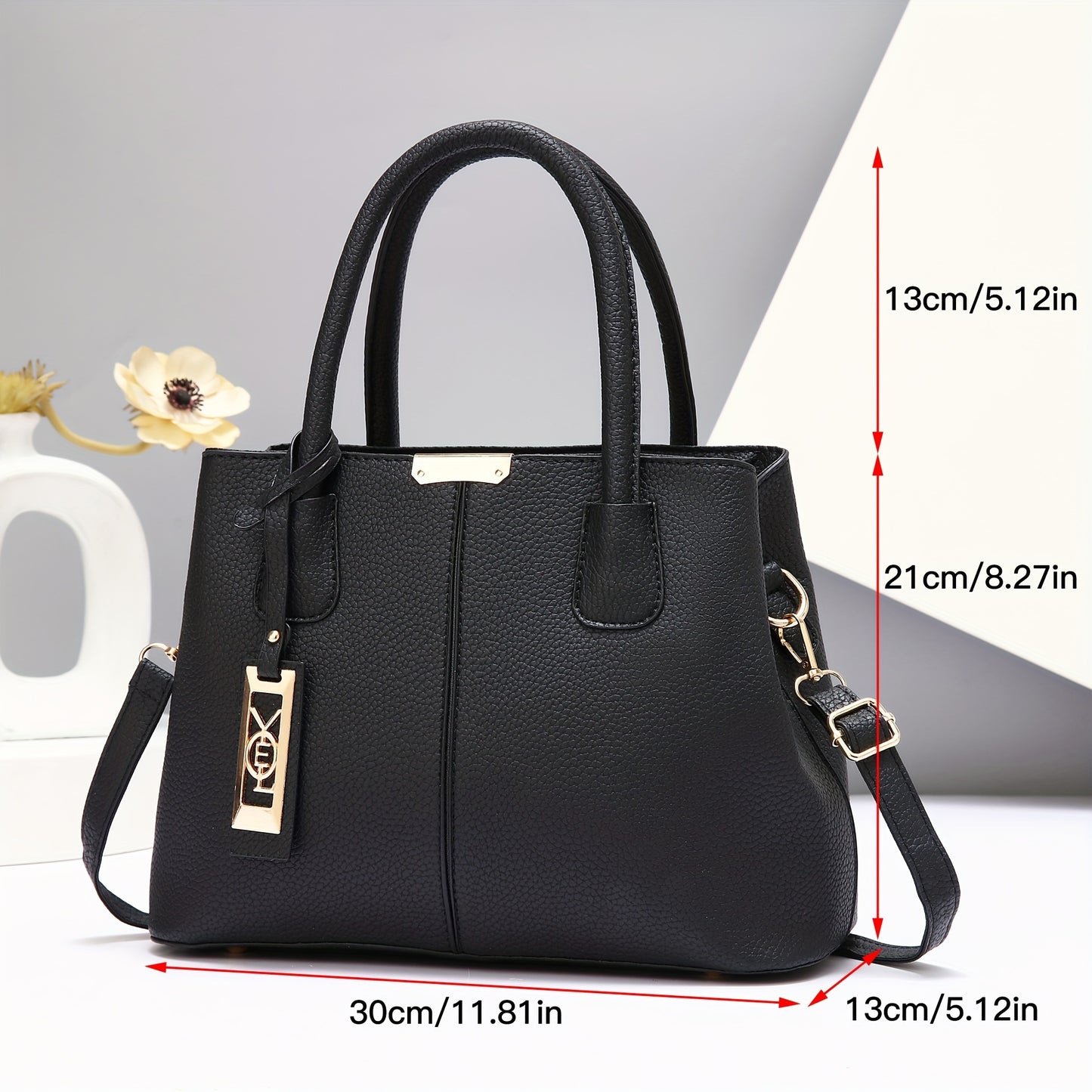 Elegant Faux Leather Tote Bag for Women, Large Capacity Shoulder & Crossbody Handbag