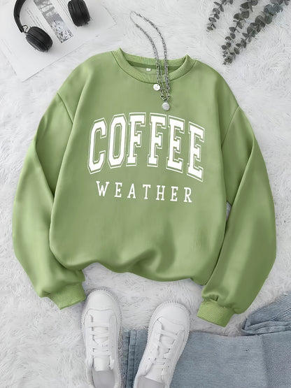 Sudadera acogedora para amantes del café: diseño informal, suave y con cuello redondo y manga larga