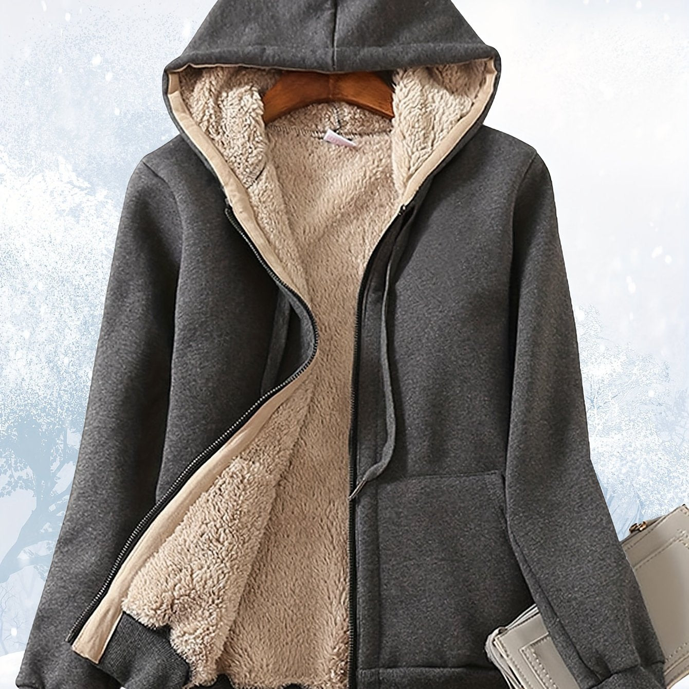 Winter Warm Jackets Thick Sherpa Lined Zip Up Hoodies Heavyweight Sweatshirt Coat