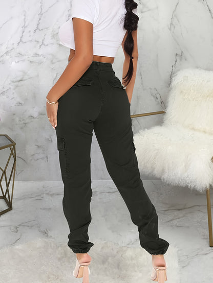 Camo Cargo Pants For Women High Waisted Camoflage Slim Fit Ripped Trousers Sweatpants With Pockets