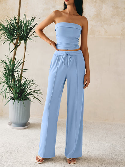 Women's Summer Two Piece Set Wide Leg Pants