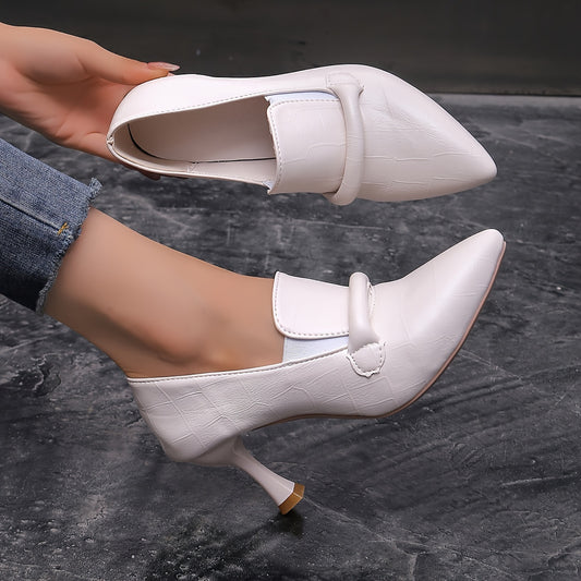 Zapatos de tacón alto con punta de aguja elegantes: zapatos de vestir sencillos antideslizantes para eventos, zapatos de fiesta con punta estrecha y boca baja con plantillas cómodas y diseño elegante para mujeres