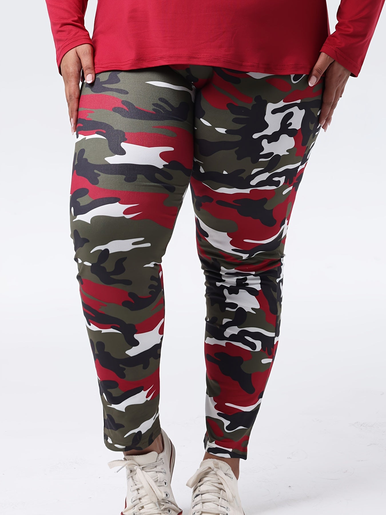 Plus Size Women's High Waist Camouflage Sports Leggings - Comfortable, Breathable, Four-Way Stretch, Casual Sports Wear for Women, Perfect for Yoga, Fitness, Running, Hiking, and Outdoor Activities