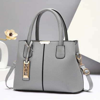 Elegant Faux Leather Tote Bag for Women, Large Capacity Shoulder & Crossbody Handbag