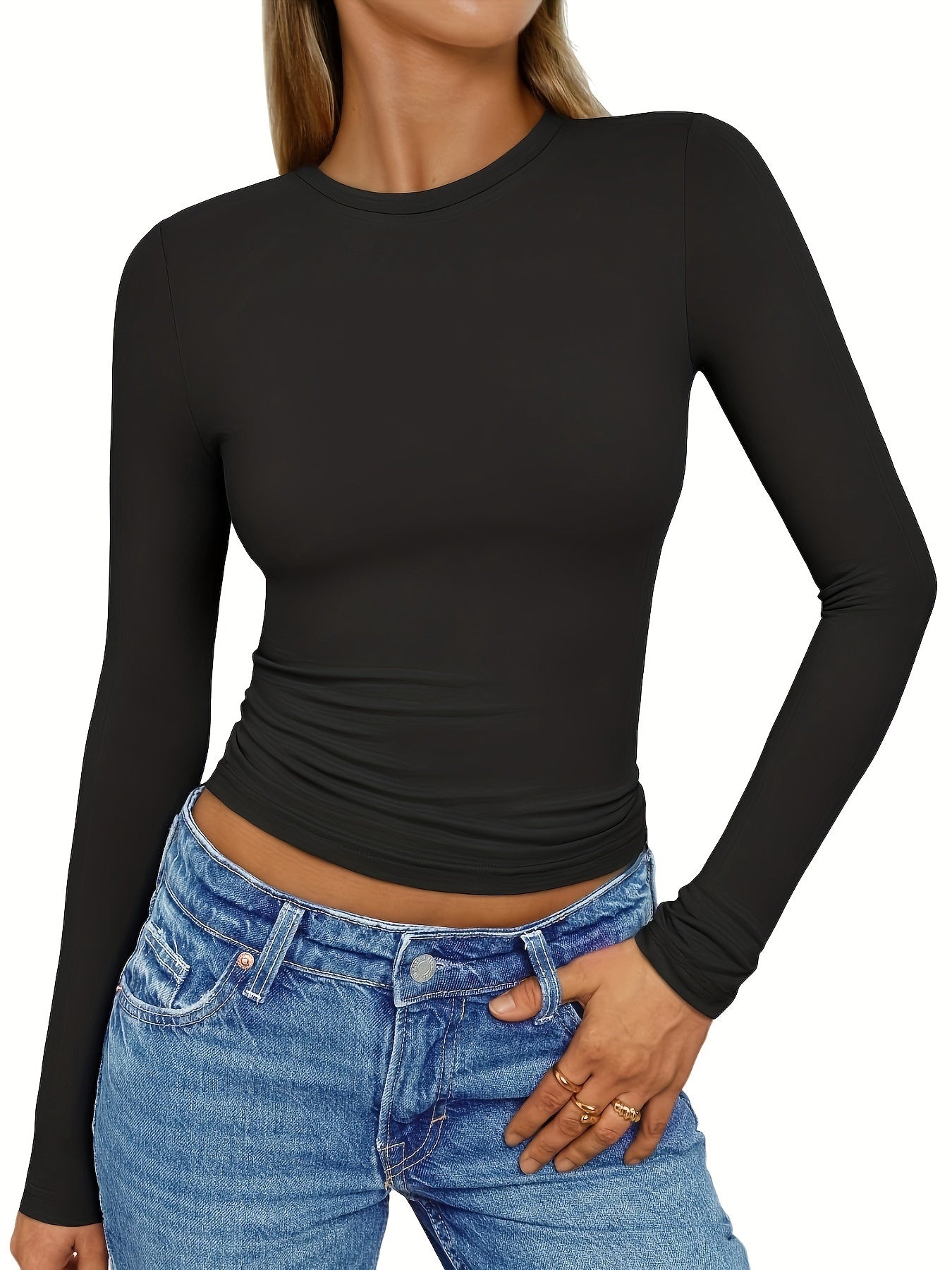 Women's Long Sleeve T Shirts Crew Neck Slim Fit Tops Sexy Basic Tee