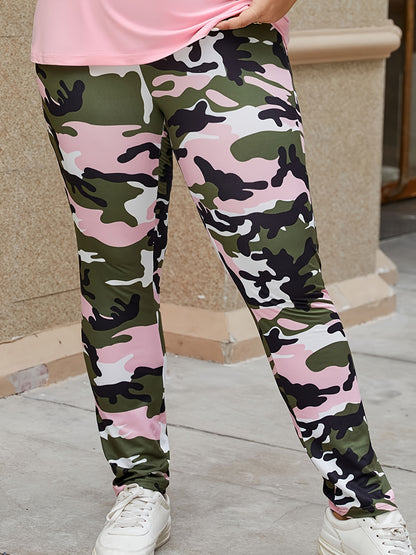 Plus Size Women's High Waist Camouflage Sports Leggings - Comfortable, Breathable, Four-Way Stretch, Casual Sports Wear for Women, Perfect for Yoga, Fitness, Running, Hiking, and Outdoor Activities