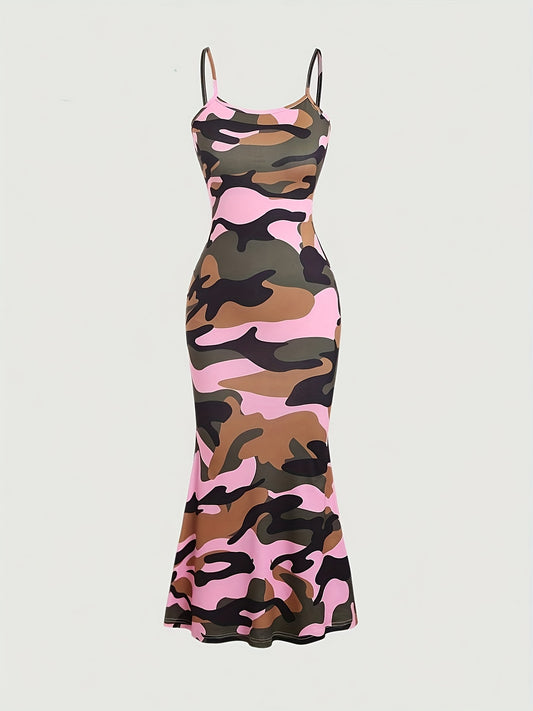 Vestido camisero elegante con estampado de camuflaje