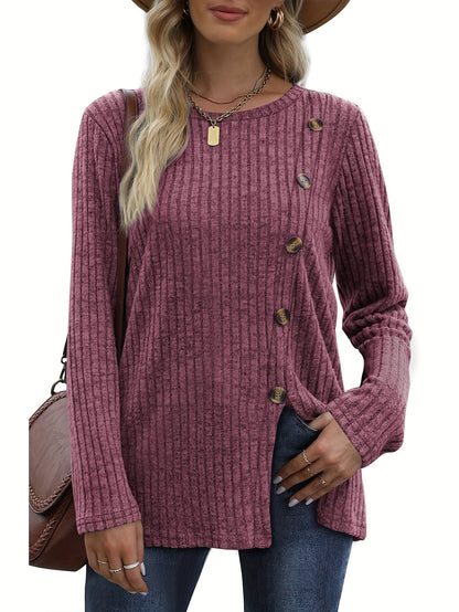 Women's Long Sleeve Crew Neck Tunic Top